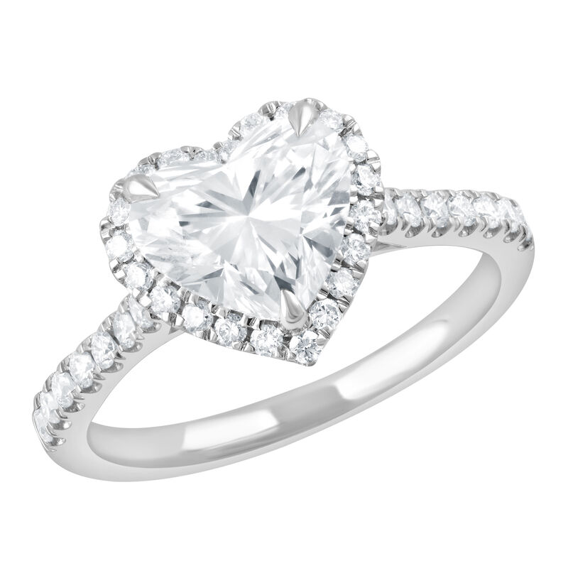 Heart Shape Lab Grown Diamond 2 1/2ctw. Halo Engagement Ring in 14k White Gold image number null